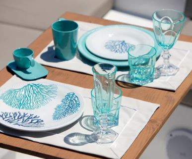 Aqua Coral Dinner Plate Set