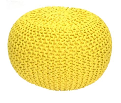 Knitted Yellow Pouf